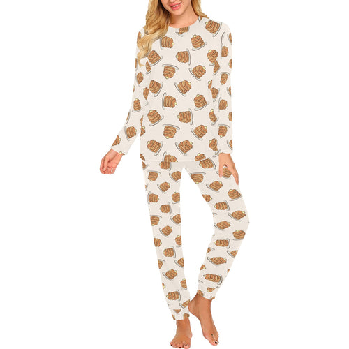 Pancake Pattern Print Design 01 Women's All Over Print Pajama Set