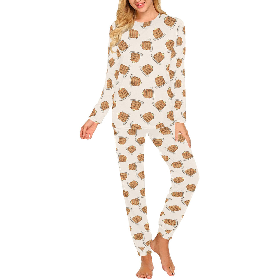 Pancake Pattern Print Design 01 Women's All Over Print Pajama Set