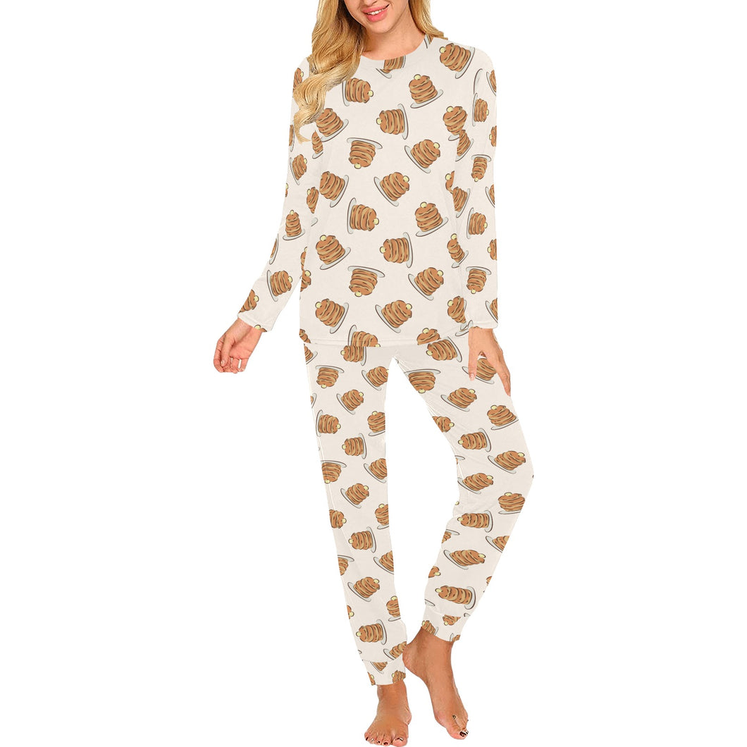 Pancake Pattern Print Design 01 Women's All Over Print Pajama Set