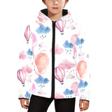 Watercolor air balloon cloud pattern Kids' Boys' Girls' Padded Hooded Jacket