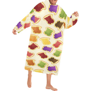 Bread Toast Pattern Print Design 02 Blanket Robe with Sleeves