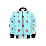 electric guitar pattern light blue background Kids' Boys' Girls' Bomber Jacket
