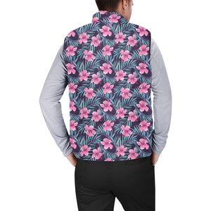 Hibiscus Pattern Print Design 05 Men's Padded Vest