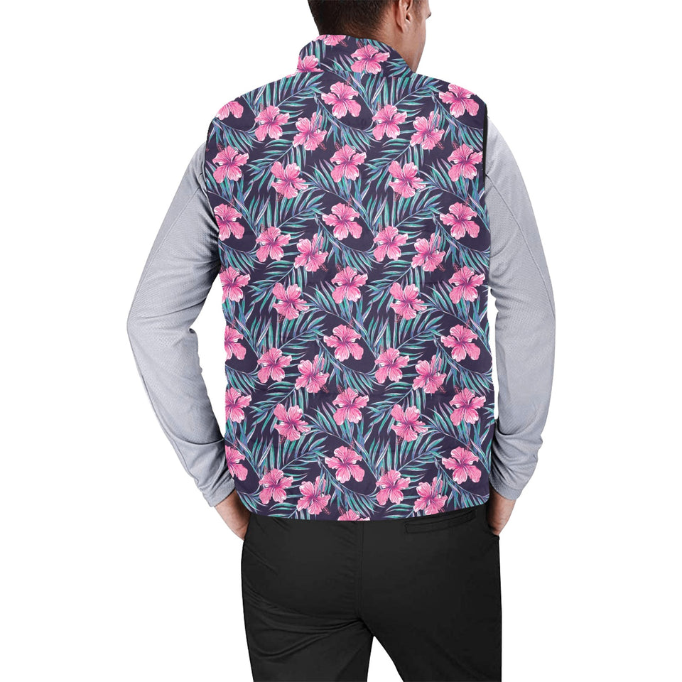 Hibiscus Pattern Print Design 05 Men's Padded Vest