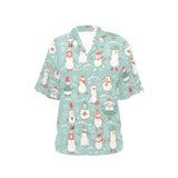 Cute snowman pattern Women's All Over Print Hawaiian Shirt