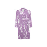 Lavender flowers purple pattern Men's Long Sleeve Belted Night Robe