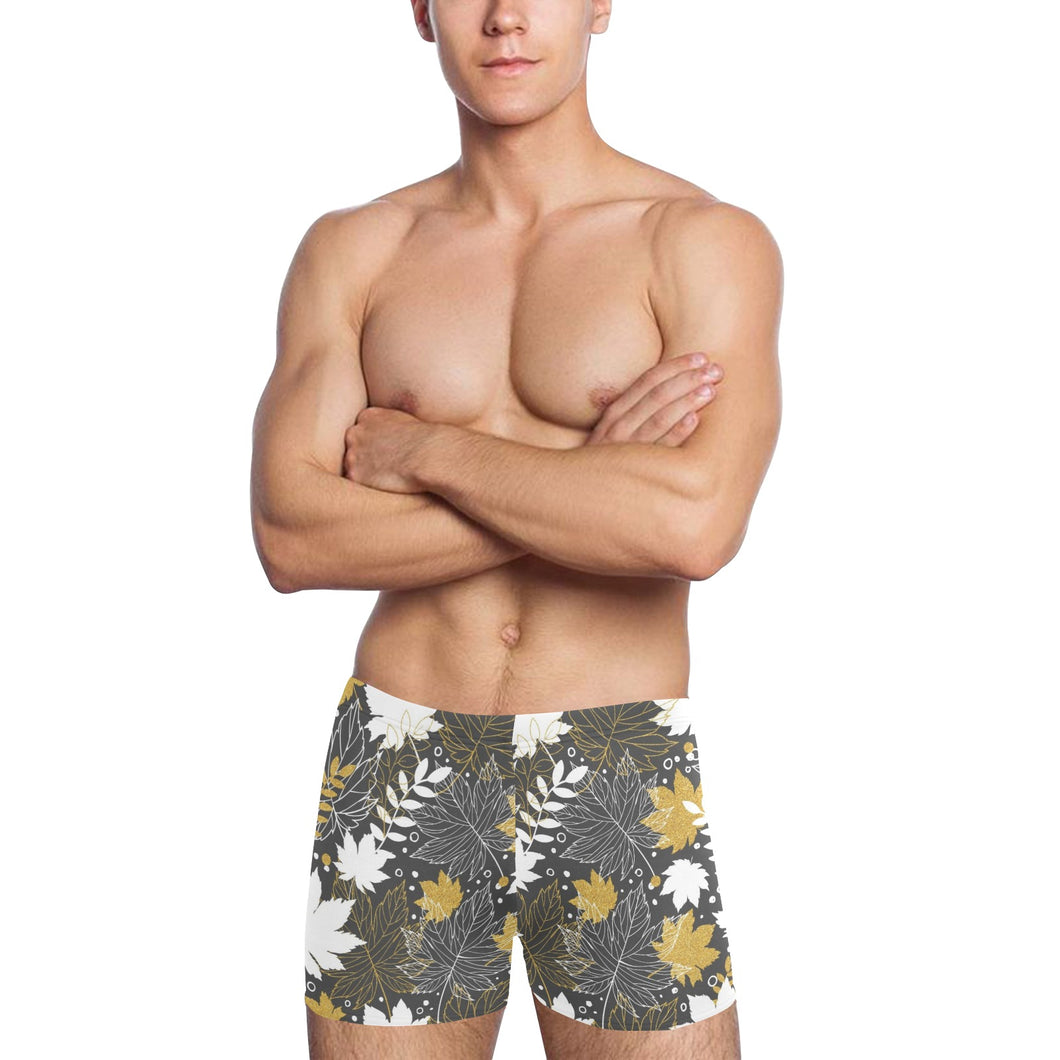 Beautiful gold autumn maple leaf pattern Men's Swimming Trunks