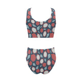 dragon fruits dark blue background Chest Bowknot High Waisted Bikini Swimsuit