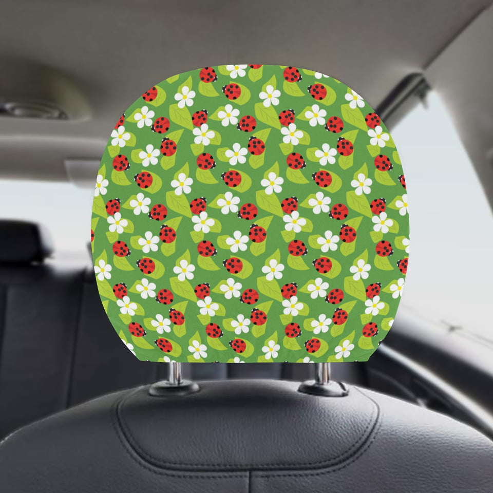 Ladybug Pattern Print Design 01 Car Headrest Cover