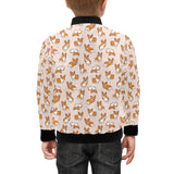 Cute Corgis Pattern pink background Kids' Boys' Girls' Bomber Jacket