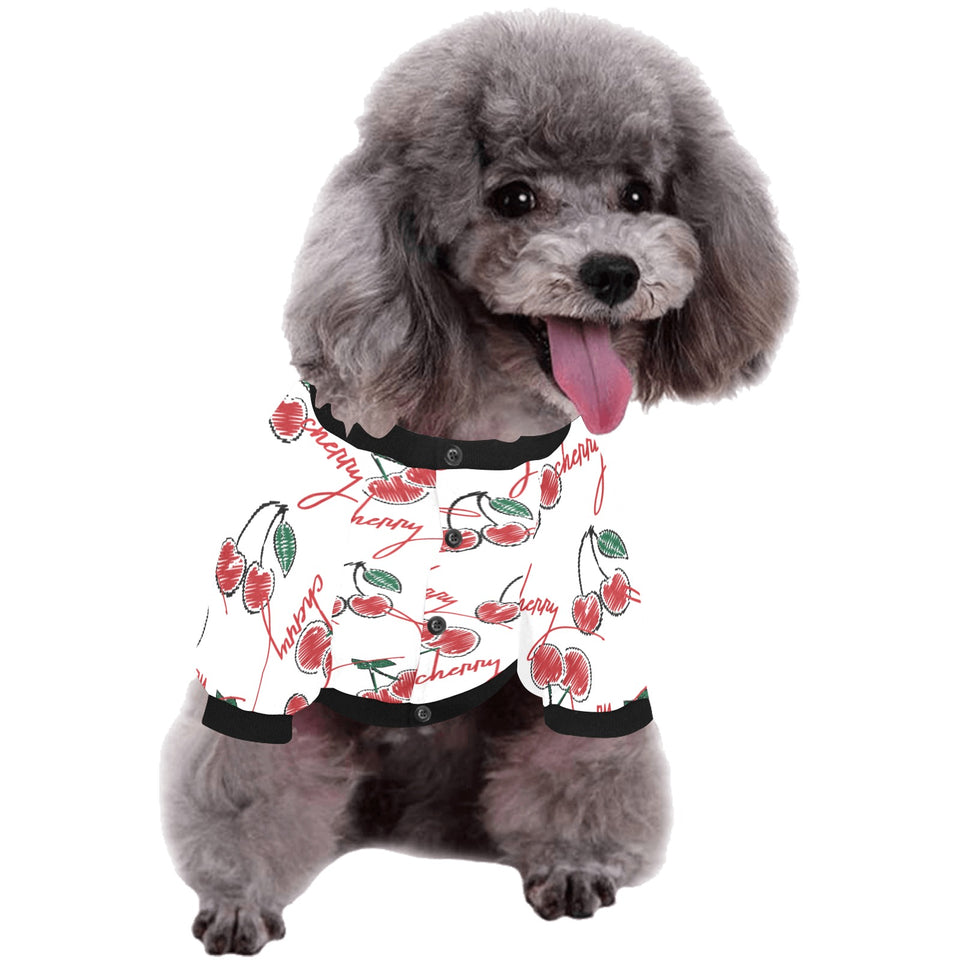 Hand drawn cherry pattern All Over Print Pet Dog Round Neck Fuzzy Shirt