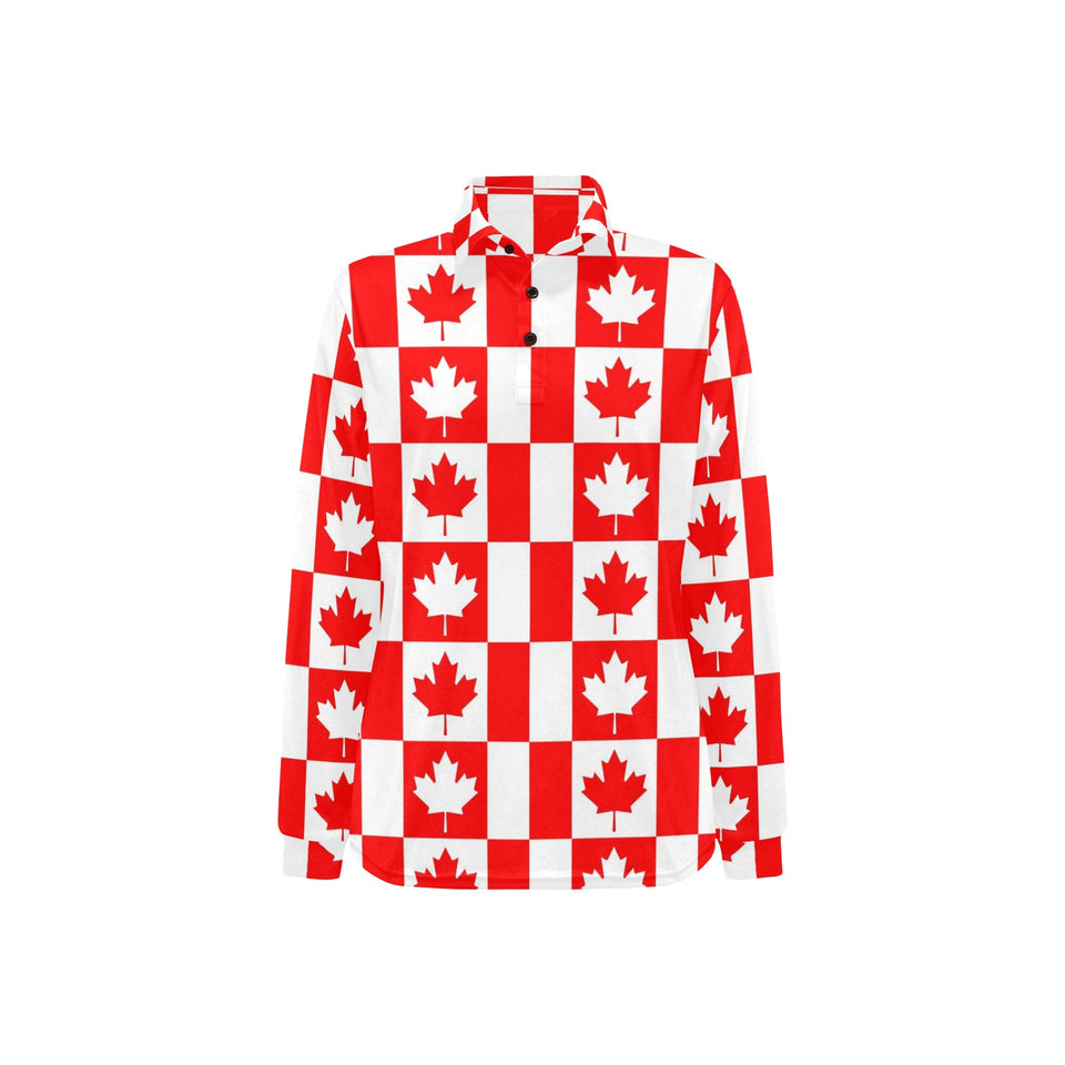 Canada Pattern Print Design 05 Women's Long Sleeve Polo Shirt