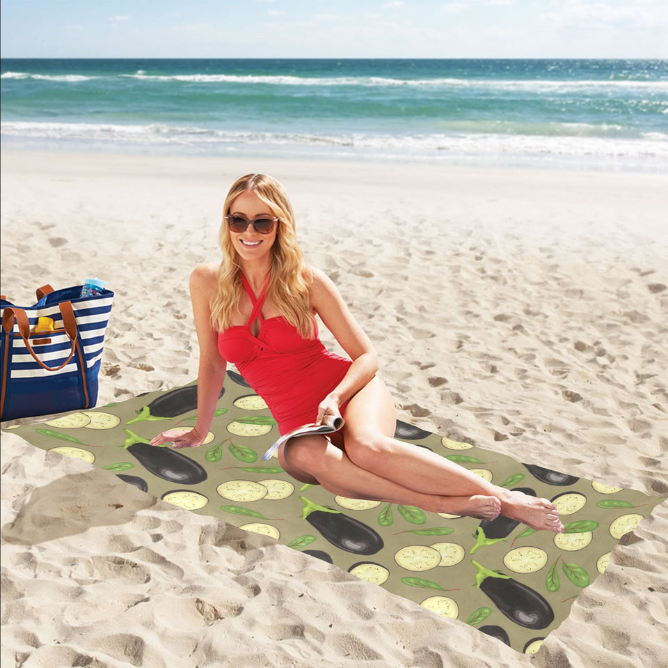 Eggplant Pattern Print Design 02 Beach Towel