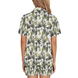 Canabis Marijuana Weed Pattern Print Design 05 Women's V-Neck Short Pajama Set
