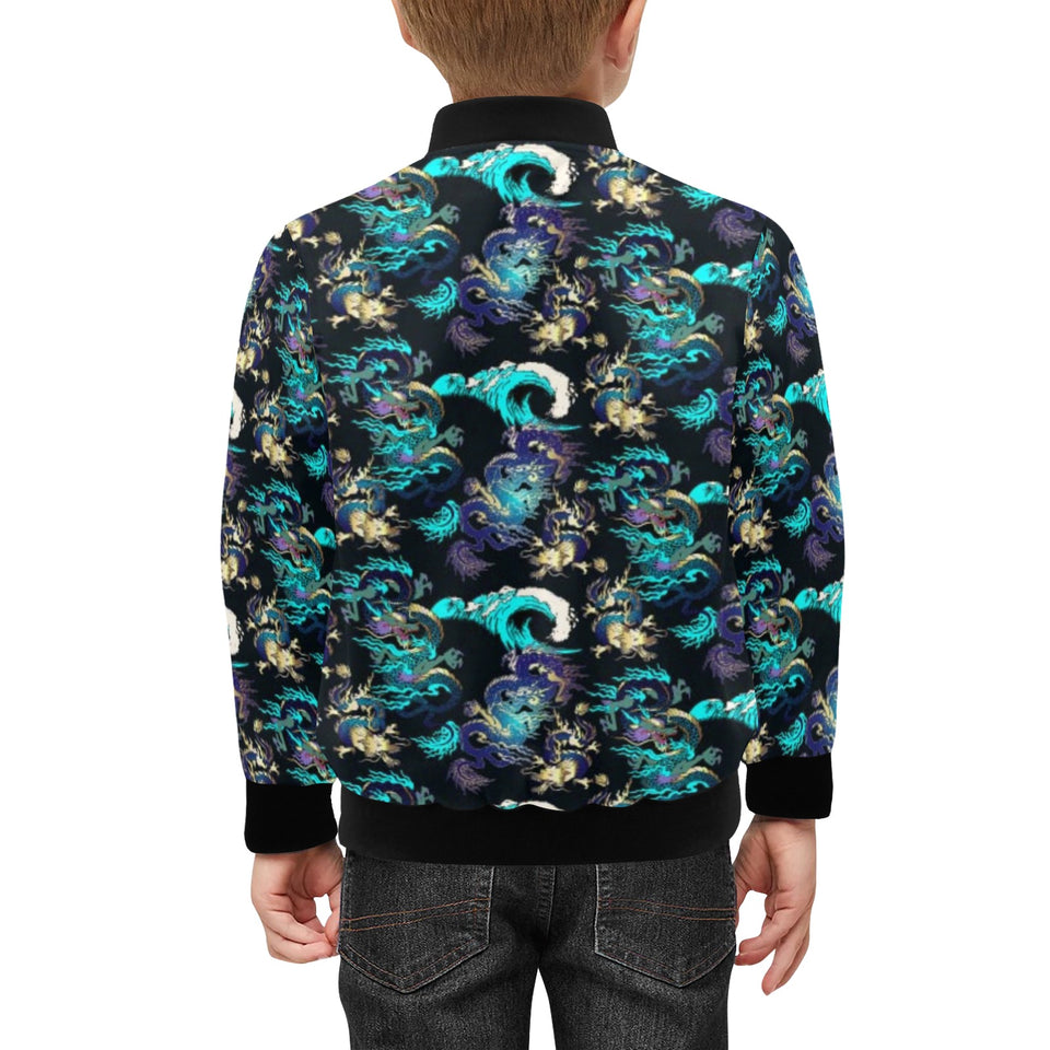 Dragon sea wave pattern Kids' Boys' Girls' Bomber Jacket