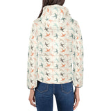 Swallow Pattern Print Design 02 Women's Padded Hooded Jacket