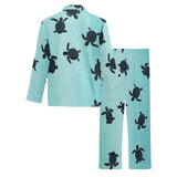 Sea turtle with blue ocean backgroud Men's Long Pajama Set