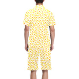 Fried Eggs Pattern Print Design 05 Men's V-Neck Short Pajama Set