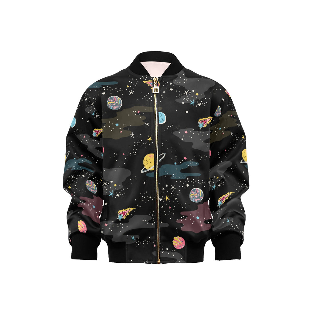 space pattern Kids' Boys' Girls' Bomber Jacket