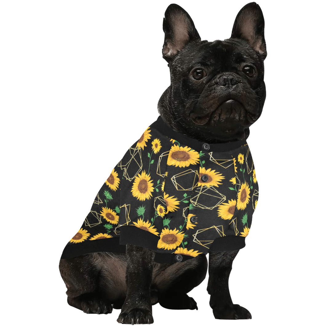 sunflower golden polygonal shapes All Over Print Pet Dog Round Neck Fuzzy Shirt