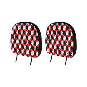 Dice Pattern Print Design 02 Car Headrest Cover