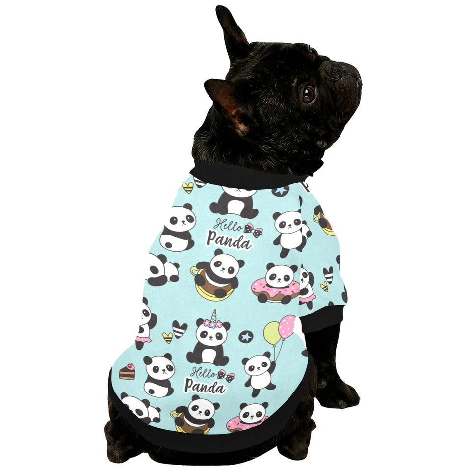 Cute baby panda pattern All Over Print Pet Dog Round Neck Fuzzy Shirt