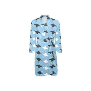 Stingray Pattern Print Design 03 Men's Long Sleeve Belted Night Robe