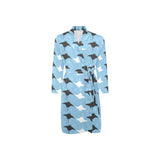 Stingray Pattern Print Design 03 Men's Long Sleeve Belted Night Robe