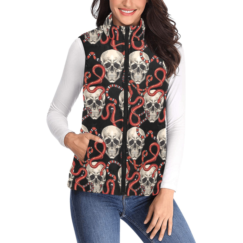 Red snake skull pattern Women's Padded Vest