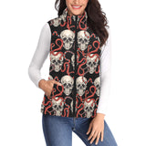 Red snake skull pattern Women's Padded Vest