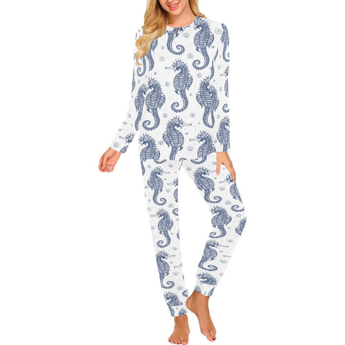 Seahorse pattern background Women's All Over Print Pajama Set