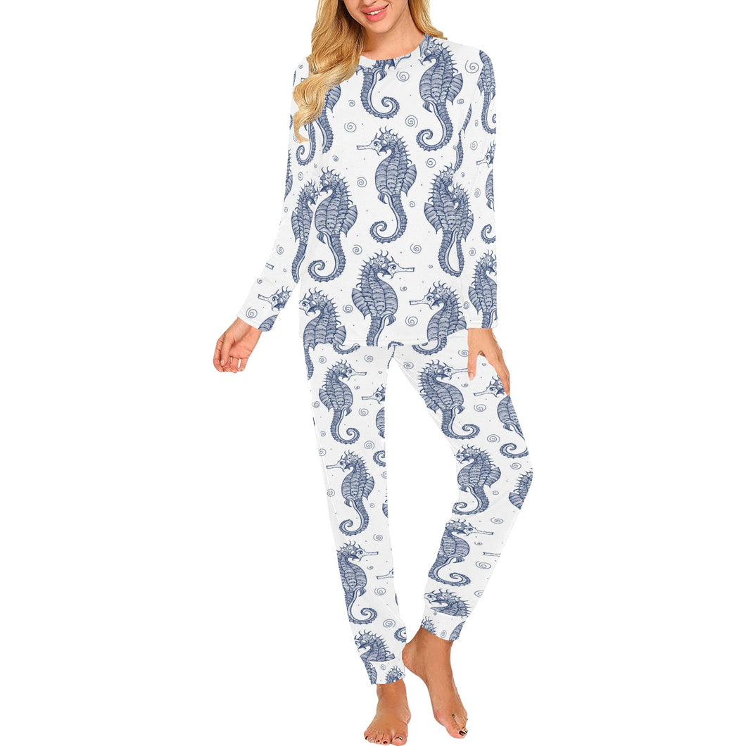 Seahorse pattern background Women's All Over Print Pajama Set