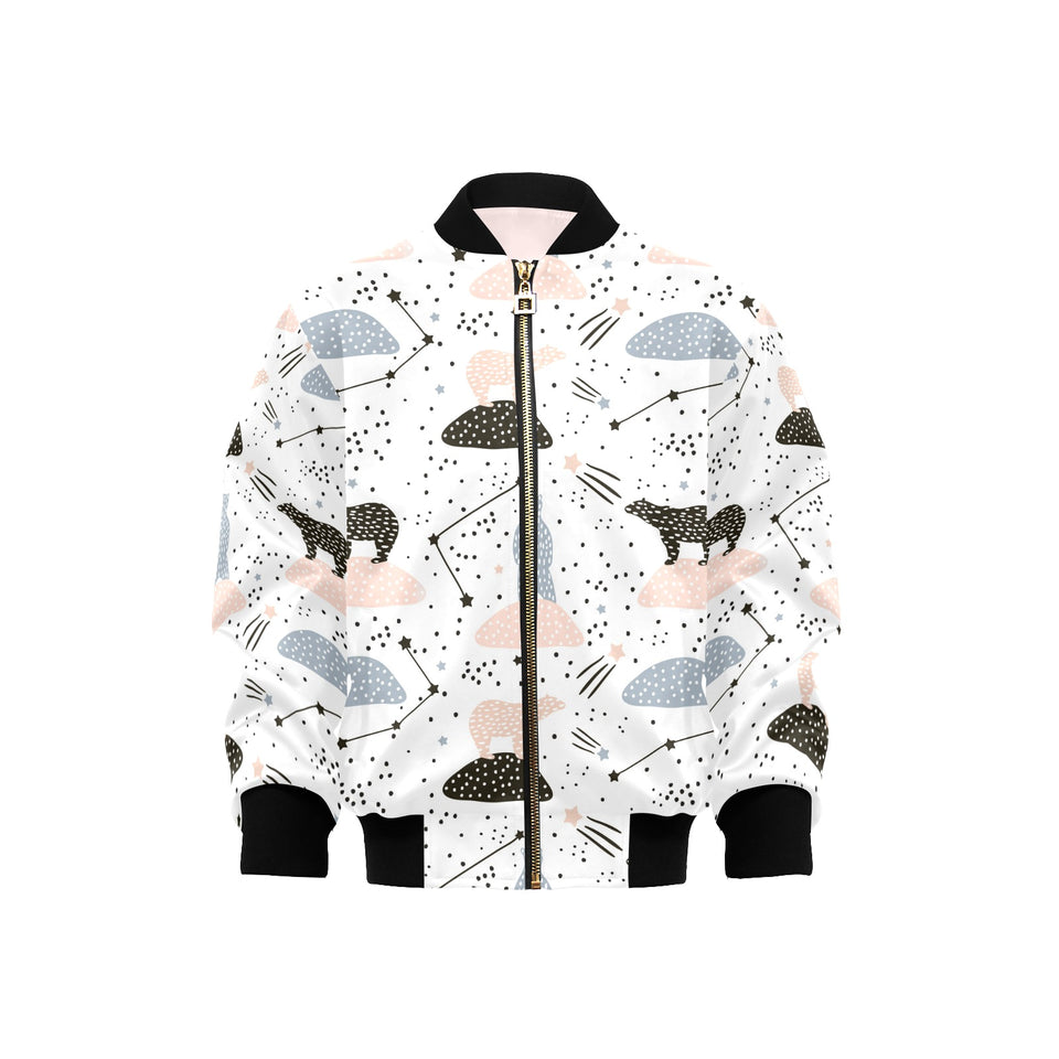 Polar bears star poka dot pattern Kids' Boys' Girls' Bomber Jacket