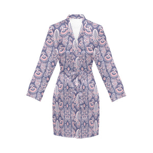 Indian Batik Style pattern Women's Long Sleeve Belted Night Robe