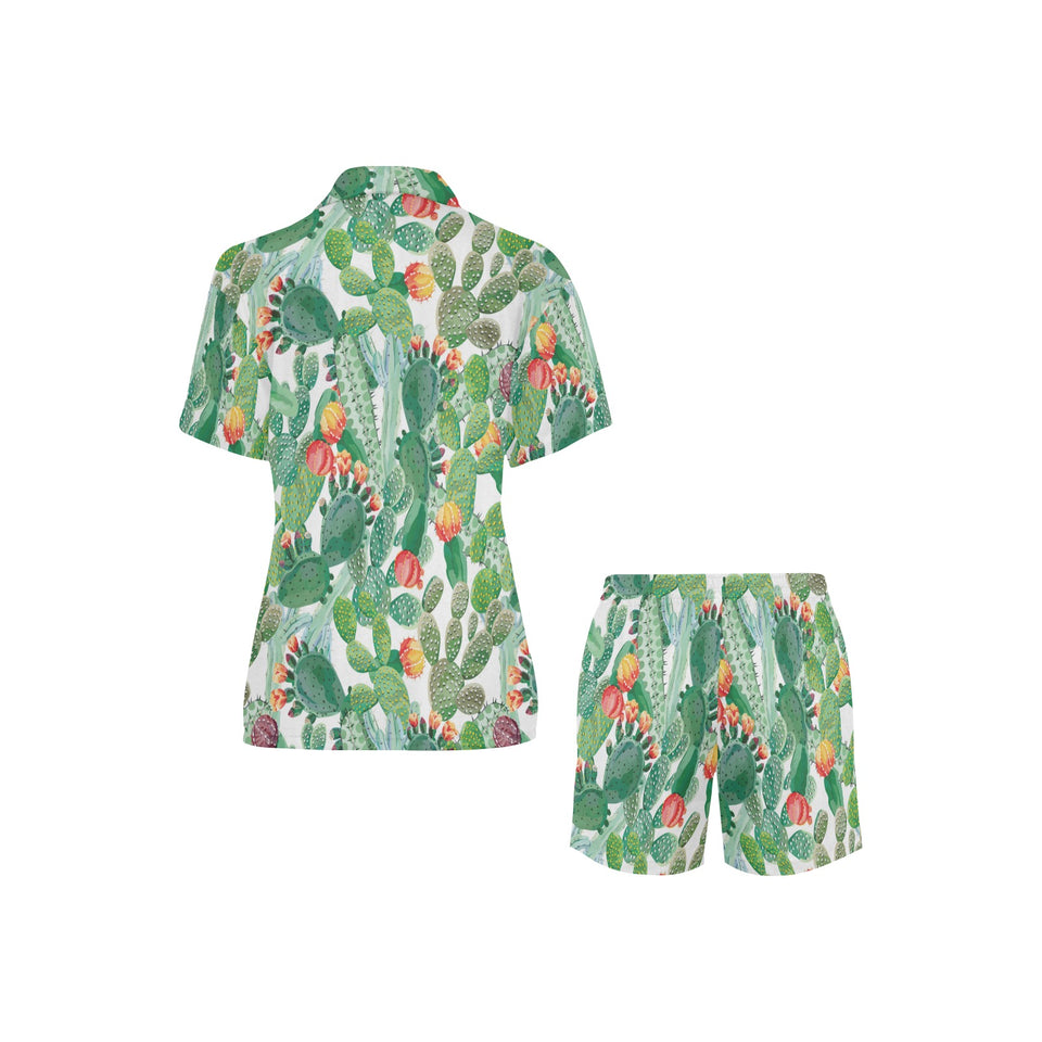 Cactus design pattern copy Women's V-Neck Short Pajama Set