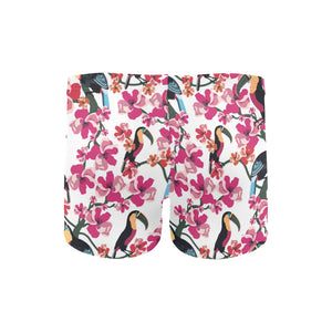 Toucan flower design pattern Men's Swimming Trunks