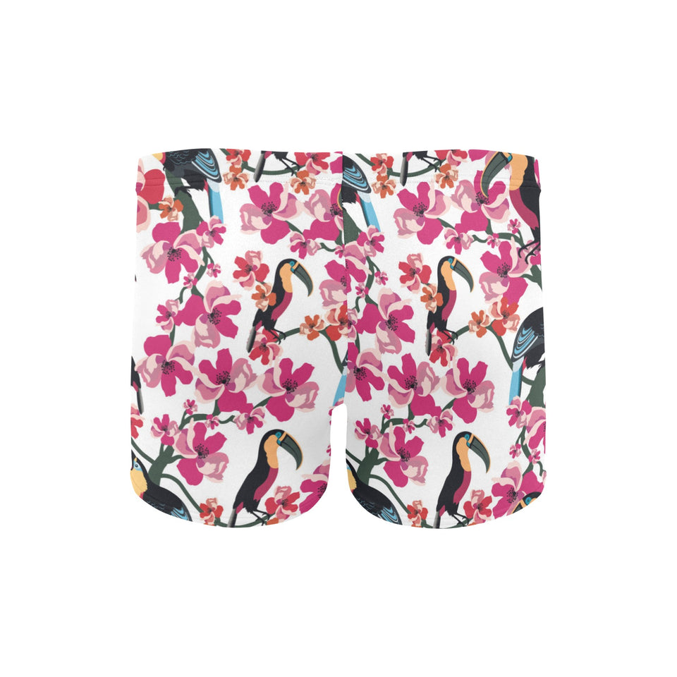 Toucan flower design pattern Men's Swimming Trunks