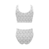 Bull Terrier Pattern Print Design 02 Chest Bowknot High Waisted Bikini Swimsuit