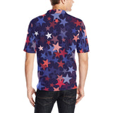 Red blue star pattern Men's All Over Print Polo Shirt