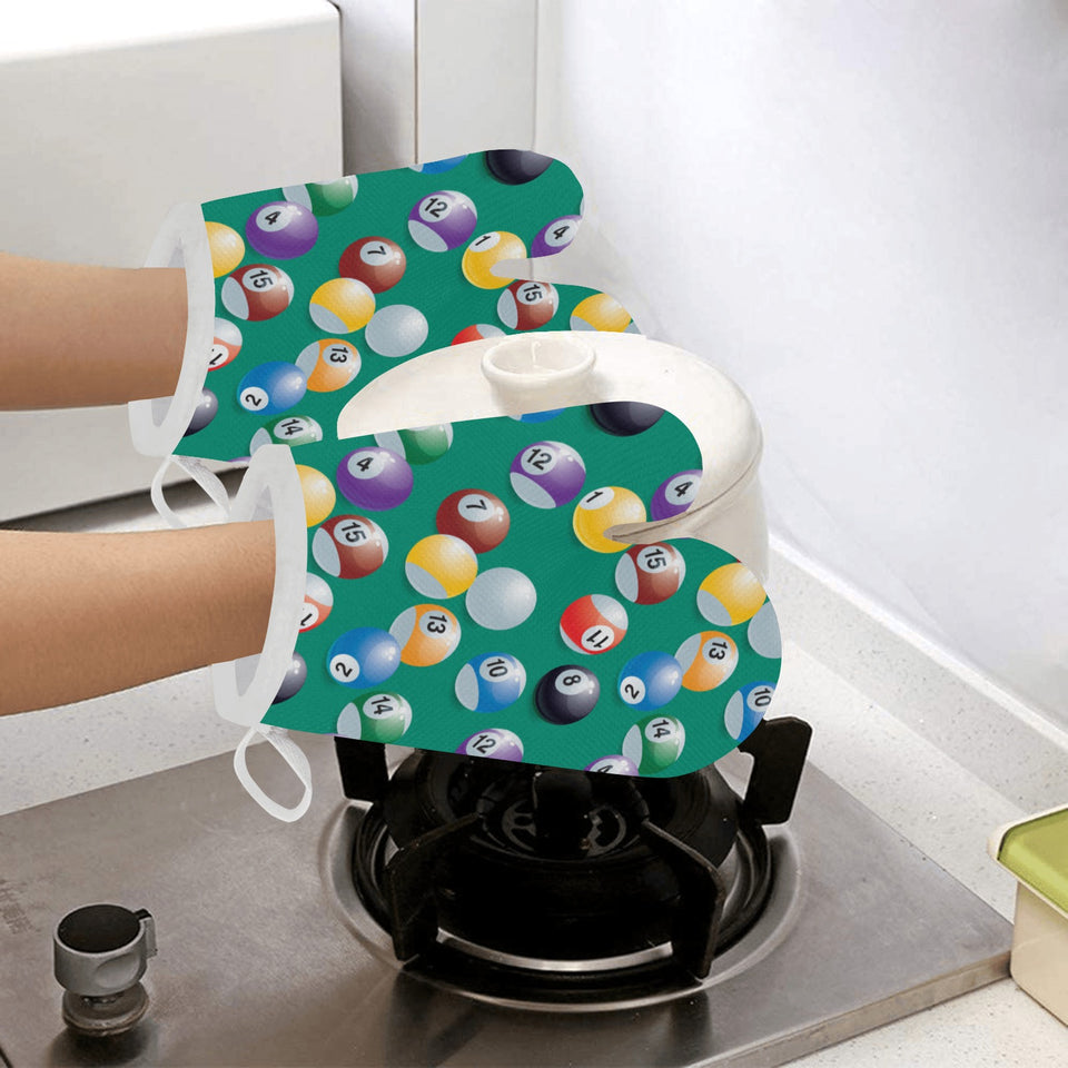 Billiard Ball Pattern Print Design 01 Heat Resistant Oven Mitts
