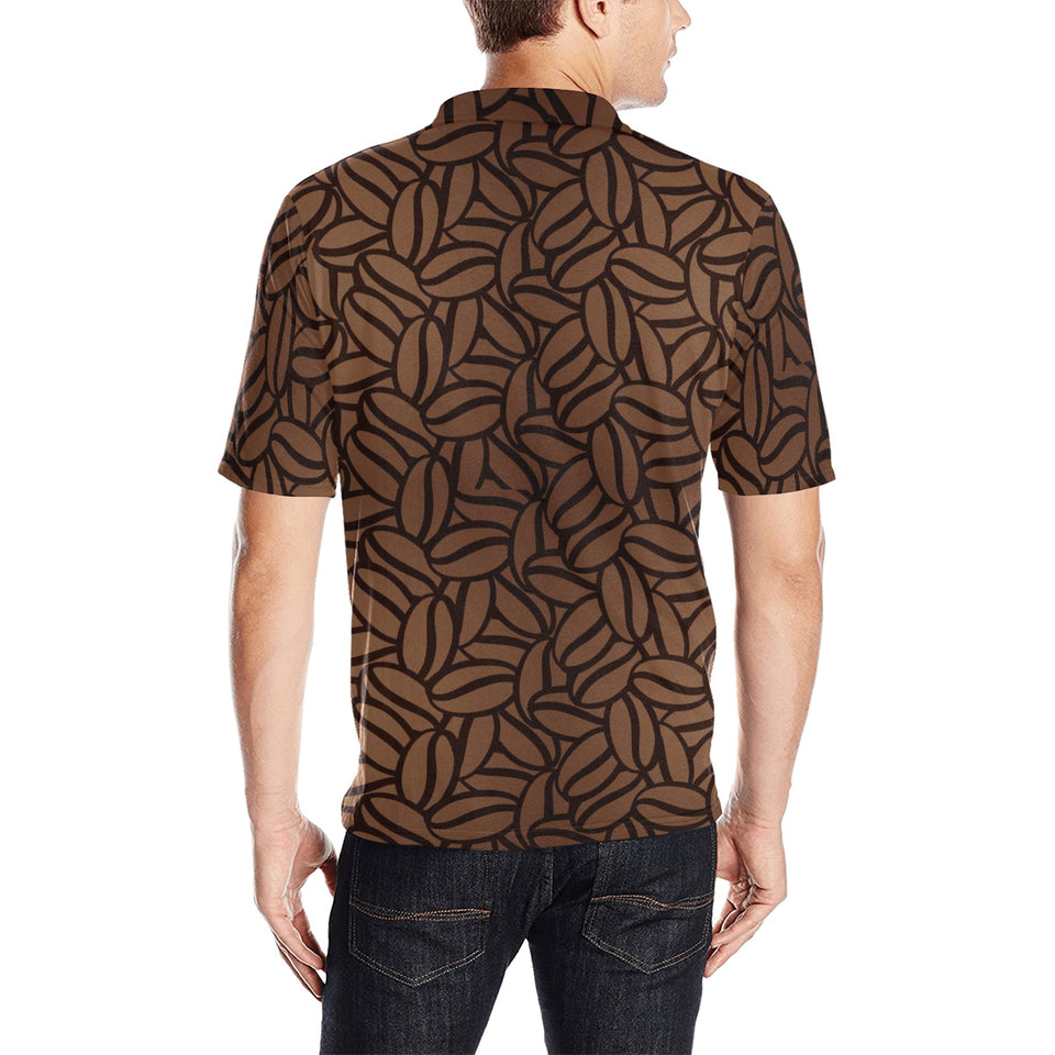 coffee bean pattern Men's All Over Print Polo Shirt