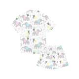 Cute elephant mouse pattern Kids' Boys' Girls' V-Neck Short Pajama Set