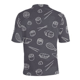 sushi pattern black background Men's All Over Print Polo Shirt