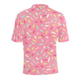 Pink donut glaze candy pattern Men's All Over Print Polo Shirt