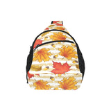 Maple leaf oak leaf acorns beige striped backgroun All Over Print Chest Bag