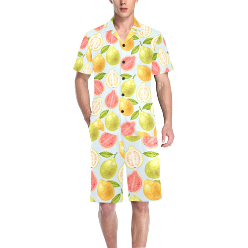 Guava design pattern Men's V-Neck Short Pajama Set
