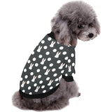 Cute white rabbit polka dots black background All Over Print Pet Dog Round Neck Fuzzy Shirt