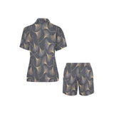 Gold ginkgo leaves Women's V-Neck Short Pajama Set