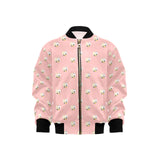 Cute hamster cheese pattern pink background Kids' Boys' Girls' Bomber Jacket