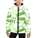 cucumber whole slices pattern Kids' Boys' Girls' Padded Hooded Jacket